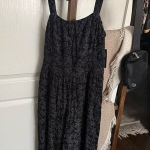 Elegant Black Floral Dress Xs w pockets